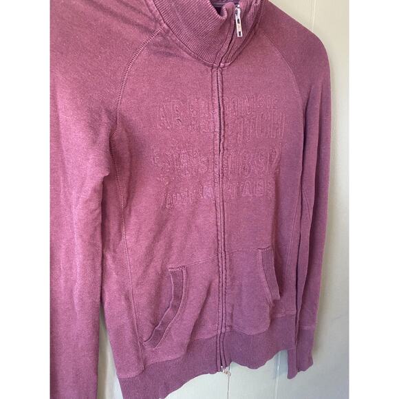 Abercrombie & Fitch Sweater Womens Small Vintage Embroidered Elbow Patch Zip Up - Picture 11 of 11